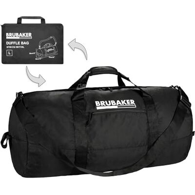 BRUBAKER Sac de Voyage Pliable 110L Duffle Bag Noir Sac de Sport Weekender Transformable Grand Sac Pliable pour Voyage, Vacances, Fitness Sac Pliable Léger pour Hommes et Femmes BRUBAKER Sac de Voyage Pliable 110L Duffle Bag Noir Sac de Sport Weekender Transformable Grand Sac Pliable pour Voyage, Vacances, Fitness Sac Pliable Léger pour Hommes et Femmes