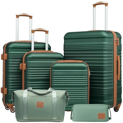 Coolife Ensemble valise trolley valise ABS rigide valise de voyage 4 roues serrure TSA chariot rétractable La valise comprend 1 sac de voyage et 1 trousse de toilette, Vert foncé/marron, Koffer-Set Coolife Ensemble valise trolley valise ABS rigide valise de voyage 4 roues serrure TSA chariot rétractable La valise comprend 1 sac de voyage et 1 trousse de toilette, Vert foncé/marron, Koffer-Set