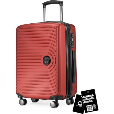 Hauptstadtkoffer Mitte Valise cabine extensible 55 x 40 x 23 cm, bagage cabine avion, serrure TSA, 4 roulettes doubles, valise rigide, trolley, 55 L + étiquette bagage numérique, Rouge Hauptstadtkoffer Mitte Valise cabine extensible 55 x 40 x 23 cm, bagage cabine avion, serrure TSA, 4 roulettes doubles, valise rigide, trolley, 55 L + étiquette bagage numérique, Rouge