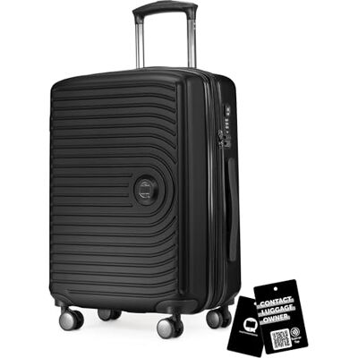 Hauptstadtkoffer Mitte Valise cabine extensible 55 x 40 x 23 cm, bagage cabine avion, serrure TSA, 4 roulettes doubles, valise rigide, trolley, 55 L + étiquette bagage numérique, Noir Hauptstadtkoffer Mitte Valise cabine extensible 55 x 40 x 23 cm, bagage cabine avion, serrure TSA, 4 roulettes doubles, valise rigide, trolley, 55 L + étiquette bagage numérique, Noir