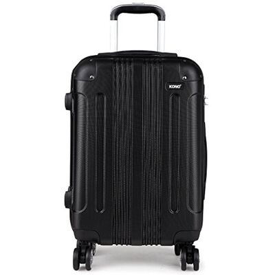 Kono Valise de voyage légère en ABS avec 4 roues pivotantes 50,8 cm, 61 cm, 71,1 cm, Noir, 20", Bagage à main Kono Valise de voyage légère en ABS avec 4 roues pivotantes 50,8 cm, 61 cm, 71,1 cm, Noir, 20", Bagage à main