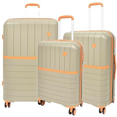 House Of Leather Valise extensible à 4 roues en polypropylène rigide solide Titania, champagne, Set of 3 (C-M-L), Valise House Of Leather Valise extensible à 4 roues en polypropylène rigide solide Titania, champagne, Set of 3 (C-M-L), Valise