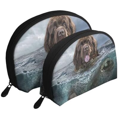 KEDDJI Lot de 2 trousses de maquillage en forme de chien de Terre-Neuve Pour femme Petit porte-monnaie Trousse de toilette, comme sur l'image, One Size, Pochette à monnaie KEDDJI Lot de 2 trousses de maquillage en forme de chien de Terre-Neuve Pour femme Petit porte-monnaie Trousse de toilette, comme sur l'image, One Size, Pochette à monnaie