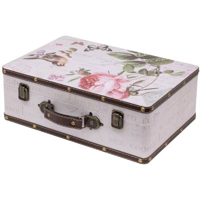 HMF VKO102 Valise en Bois Vintage 38 x 26 x 13 cm Grand Rose comme Décoration HMF VKO102 Valise en Bois Vintage 38 x 26 x 13 cm Grand Rose comme Décoration