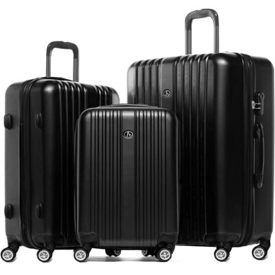 FERGÉ Toulouse Lot de 3 valises rigides à roulettes Bagage à main 55 cm Taille L et XL 100 % ABS, Noir , 3er Set FERGÉ Toulouse Lot de 3 valises rigides à roulettes Bagage à main 55 cm Taille L et XL 100 % ABS, Noir , 3er Set