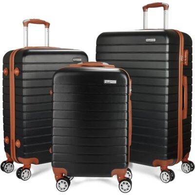 BRUBAKER Set de Valises Paris 3 Valises Rigides avec Bagage à Main Valise Trolleys avec Serrure à Numéro, 4 Roues et Poignées Confortables (M, L, XL Noir et Marron Clair) BRUBAKER Set de Valises Paris 3 Valises Rigides avec Bagage à Main Valise Trolleys avec Serrure à Numéro, 4 Roues et Poignées Confortables (M, L, XL Noir et Marron Clair)
