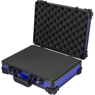 HMF 15500 Mallette de transport universelle avec mousse prédécoupée 39 x 29 x 12 cm, bleu, Valise HMF 15500 Mallette de transport universelle avec mousse prédécoupée 39 x 29 x 12 cm, bleu, Valise