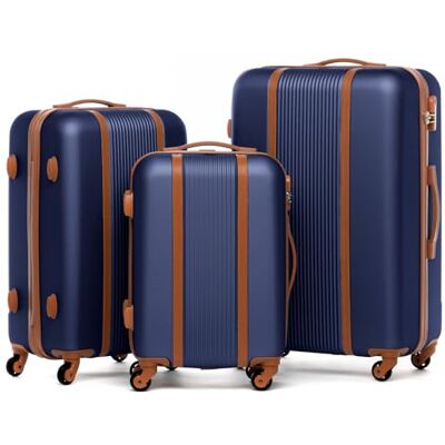 FERGÉ Ensemble de 3 valises de voyage MILANO, bleu-marron, Set van 3, Ensemble de bagages FERGÉ Ensemble de 3 valises de voyage MILANO, bleu-marron, Set van 3, Ensemble de bagages