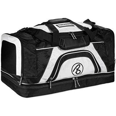 BRUBAKER Grand sac de sport de 52 l ou 90 l, sac d'entraînement avec grand compartiment pour articles humides comme compartiment au sol + compartiment à chaussures, Blanc 90L Big Base, 90 Liter BRUBAKER Grand sac de sport de 52 l ou 90 l, sac d'entraînement avec grand compartiment pour articles humides comme compartiment au sol + compartiment à chaussures, Blanc 90L Big Base, 90 Liter