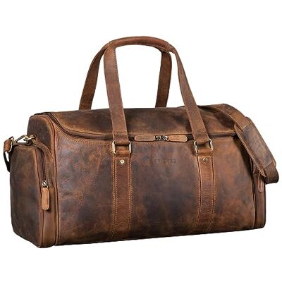 STILORD "Myles" Sac de Voyage Vintage en Cuir Homme Grand Bagage XL en Cuir de Vachette Sac Week-end avec Bandoulière Couleur:marron moyen STILORD "Myles" Sac de Voyage Vintage en Cuir Homme Grand Bagage XL en Cuir de Vachette Sac Week-end avec Bandoulière Couleur:marron moyen