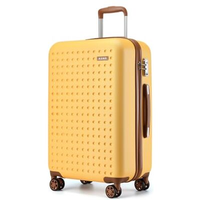 Kono Valise Grande Cabine 75cm, Bagage Cabine en ABS+PC Valise Rigide 4 roulettes Valise de Voyage avec Serrure TSA,Jaune Kono Valise Grande Cabine 75cm, Bagage Cabine en ABS+PC Valise Rigide 4 roulettes Valise de Voyage avec Serrure TSA,Jaune