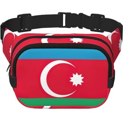 SDFHU Sac banane carré double couche imprimé drapeau de l'Azerbaïdjan pour hommes et femmes Sac banane de voyage, noir, One Size, Noir, Taille unique SDFHU Sac banane carré double couche imprimé drapeau de l'Azerbaïdjan pour hommes et femmes Sac banane de voyage, noir, One Size, Noir, Taille unique