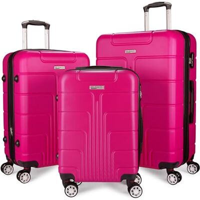 BRUBAKER Set de Valises Rigides Miami Valises Extensibles avec Serrure à Numéro, 4 Roues et Poignées 3 Pièces Incluant un Bagage à Main Valise à Roulettes en ABS (M, L, XL Rose) BRUBAKER Set de Valises Rigides Miami Valises Extensibles avec Serrure à Numéro, 4 Roues et Poignées 3 Pièces Incluant un Bagage à Main Valise à Roulettes en ABS (M, L, XL Rose)