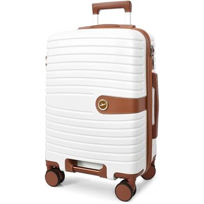 A1 FASHION GOODS Jetpack Valise rigide à 4 roues extensible et légère avec serrure à chiffres Marron, blanc, Small Cabin, Valise A1 FASHION GOODS Jetpack Valise rigide à 4 roues extensible et légère avec serrure à chiffres Marron, blanc, Small Cabin, Valise
