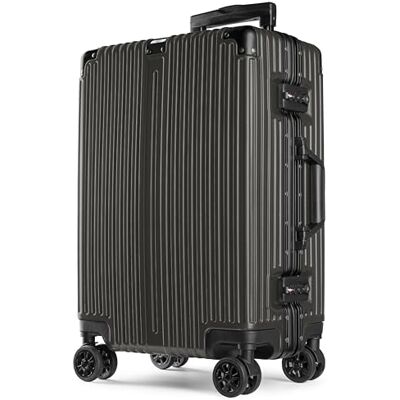 POSH Valise de voyage rigide avec cadre en aluminium, bagage à main sur 4 roues, valise rigide en polycarbonate, tailles M, L, XL, gris, M, Valise rigide en polycarbonate, cadre en aluminium renforcé POSH Valise de voyage rigide avec cadre en aluminium, bagage à main sur 4 roues, valise rigide en polycarbonate, tailles M, L, XL, gris, M, Valise rigide en polycarbonate, cadre en aluminium renforcé