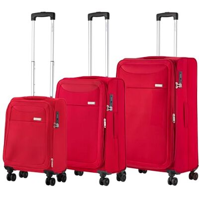 CarryOn Air Set de 3 Valises Souples Extensible Ensemble de Bagages 55 66 77cm avec TSA (Rouge, 3 pcs set) CarryOn Air Set de 3 Valises Souples Extensible Ensemble de Bagages 55 66 77cm avec TSA (Rouge, 3 pcs set)
