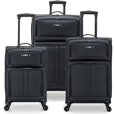 U.S. Traveler Anzio Softside Valise extensible à roulettes pivotantes, gris foncé, 3-PIece Set (22/26/30), Anzio Softside Valise extensible à roulettes pivotantes U.S. Traveler Anzio Softside Valise extensible à roulettes pivotantes, gris foncé, 3-PIece Set (22/26/30), Anzio Softside Valise extensible à roulettes pivotantes