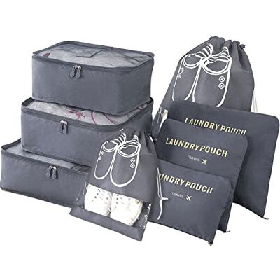 Vicloon Organisateur de Voyage, Lot de 8 Organiseurs de Bagage pour Voyage,Différents Tailles des Cubes Étanche Sacs de Voyage Rangement, Gris, S Vicloon Organisateur de Voyage, Lot de 8 Organiseurs de Bagage pour Voyage,Différents Tailles des Cubes Étanche Sacs de Voyage Rangement, Gris, S