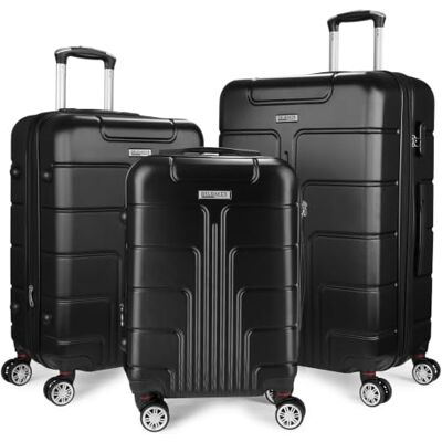 BRUBAKER Set de Valises Rigides Miami Valises Extensibles avec Serrure à Numéro, 4 Roues et Poignées 3 Pièces Incluant un Bagage à Main Valise à Roulettes en ABS (M, L, XL Noir) BRUBAKER Set de Valises Rigides Miami Valises Extensibles avec Serrure à Numéro, 4 Roues et Poignées 3 Pièces Incluant un Bagage à Main Valise à Roulettes en ABS (M, L, XL Noir)