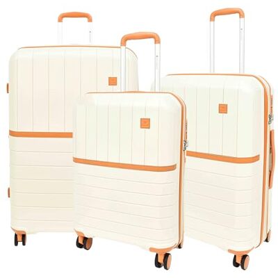 House Of Leather Valise extensible à 4 roues en polypropylène rigide solide Titania, Laiteux, Set of 3 (C-M-L), Valise House Of Leather Valise extensible à 4 roues en polypropylène rigide solide Titania, Laiteux, Set of 3 (C-M-L), Valise