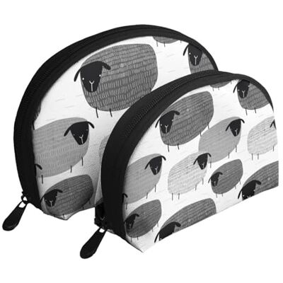 KEDDJI Trousse de maquillage drôle de mouton sur fond gris, sac de rangement pour femme, petit porte-monnaie, trousse de toilette, trousse de maquillage, 2 pièces, comme sur l'image, One Size, Pochette à KEDDJI Trousse de maquillage drôle de mouton sur fond gris, sac de rangement pour femme, petit porte-monnaie, trousse de toilette, trousse de maquillage, 2 pièces, comme sur l'image, One Size, Pochette à