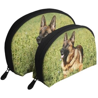 KEDDJI Lot de 2 trousses de maquillage en forme de chien de berger allemand, sac de rangement pour femme, petit porte-monnaie, trousse de toilette, trousse de maquillage, comme sur l'image, One Size, KEDDJI Lot de 2 trousses de maquillage en forme de chien de berger allemand, sac de rangement pour femme, petit porte-monnaie, trousse de toilette, trousse de maquillage, comme sur l'image, One Size,