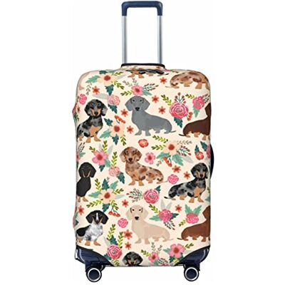 COMAAM Housse de protection élastique pour coffre à bagages de 45,7 à 81,3 cm, Chien floral, Large COMAAM Housse de protection élastique pour coffre à bagages de 45,7 à 81,3 cm, Chien floral, Large