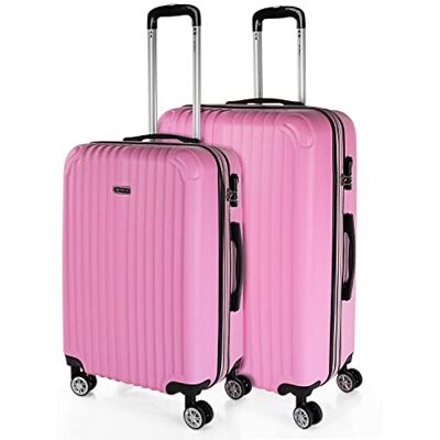 ITACA Valises. Lot de Valise Rigides 4 Roulettes Valise Grande Taille, Valise soute Avion, Bagages pour Voyages.Ensemble Valise Voyage. Verrouillage à Combinaison, Roze ITACA Valises. Lot de Valise Rigides 4 Roulettes Valise Grande Taille, Valise soute Avion, Bagages pour Voyages.Ensemble Valise Voyage. Verrouillage à Combinaison, Roze