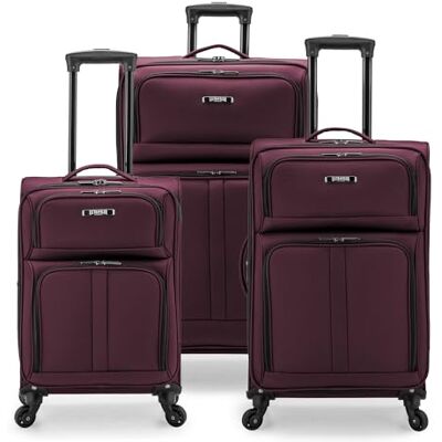 U.S. Traveler Anzio Softside Valise extensible à roulettes pivotantes, bordeaux, 3-PIece Set (22/26/30), Anzio Softside Valise extensible à roulettes pivotantes U.S. Traveler Anzio Softside Valise extensible à roulettes pivotantes, bordeaux, 3-PIece Set (22/26/30), Anzio Softside Valise extensible à roulettes pivotantes