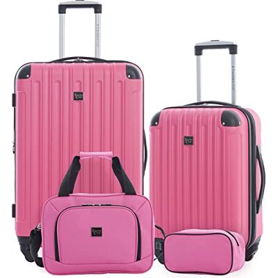 Travelers Club Set de Voyage Bagages Midtown Rigide 4 Pièces, Bubble Gum Travelers Club Set de Voyage Bagages Midtown Rigide 4 Pièces, Bubble Gum