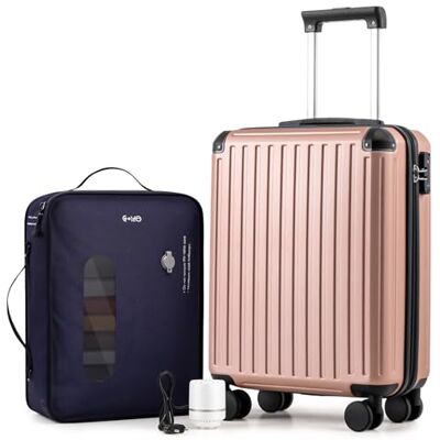 Coolife Valise de cabine 55 x 35 x 20 cm pour avion Ryanair Bagage cabine Valise rigide avec serrure TSA et 4 roulettes jumelles, Or rose, Vakuum-55x40x20cm+Pumpe, Ryan Airlines Sac de voyage Coolife Valise de cabine 55 x 35 x 20 cm pour avion Ryanair Bagage cabine Valise rigide avec serrure TSA et 4 roulettes jumelles, Or rose, Vakuum-55x40x20cm+Pumpe, Ryan Airlines Sac de voyage