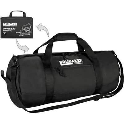 BRUBAKER Sac de Voyage Pliable 36L Duffle Bag Noir Sac de Sport Weekender Transformable Sac Pliable de Taille Moyenne pour Voyages, Vacances, Fitness Sac Pliable Léger pour Hommes et Femmes BRUBAKER Sac de Voyage Pliable 36L Duffle Bag Noir Sac de Sport Weekender Transformable Sac Pliable de Taille Moyenne pour Voyages, Vacances, Fitness Sac Pliable Léger pour Hommes et Femmes