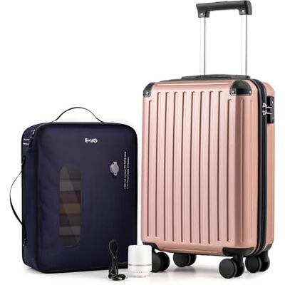 Coolife Valise de cabine 55 x 35 x 20 cm pour avion Ryanair Bagage cabine Valise rigide avec serrure TSA et 4 roulettes jumelles, Or rose, Vakuum-55x35x20cm+Pumpe, Ryan Airlines Sac de voyage Coolife Valise de cabine 55 x 35 x 20 cm pour avion Ryanair Bagage cabine Valise rigide avec serrure TSA et 4 roulettes jumelles, Or rose, Vakuum-55x35x20cm+Pumpe, Ryan Airlines Sac de voyage