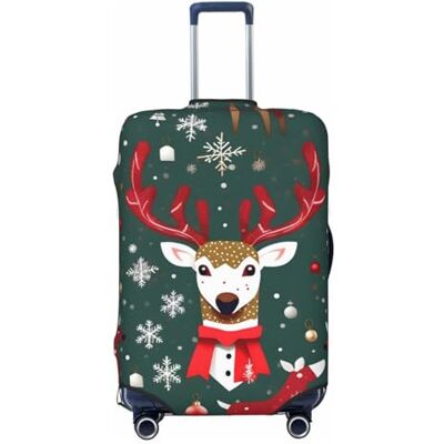 RoMuka Housse de protection élastique pour coffre à bagages de 45,7 à 81,3 cm Motif sapin de Noël et clochette, Cerf de Noël., M RoMuka Housse de protection élastique pour coffre à bagages de 45,7 à 81,3 cm Motif sapin de Noël et clochette, Cerf de Noël., M