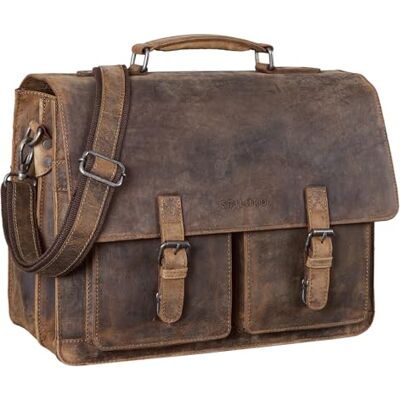 STILORD "Clarence" Serviette Cuir A4 Vintage Grande Sac d'Affaires Porte-documents Cartable pour Trolley Couleur:calais marron STILORD "Clarence" Serviette Cuir A4 Vintage Grande Sac d'Affaires Porte-documents Cartable pour Trolley Couleur:calais marron