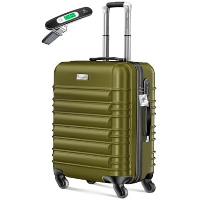 KESSER Valise de voyage rigide avec pèse-bagage + étiquette à bagages Valise à roulettes Valise à roulettes Valise à combinaison 4 roulettes ABS rigide Poignée télescopique, vert olive, Handgepäck KESSER Valise de voyage rigide avec pèse-bagage + étiquette à bagages Valise à roulettes Valise à roulettes Valise à combinaison 4 roulettes ABS rigide Poignée télescopique, vert olive, Handgepäck
