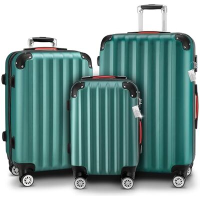 Monzana Ensemble de 3 valises avec cadenas et organiseur, pèse-bagages, sangles et poignées en gel Pieds jumelés Valise rigide Tailles M-L-XL, vert, M, L, XL Monzana Ensemble de 3 valises avec cadenas et organiseur, pèse-bagages, sangles et poignées en gel Pieds jumelés Valise rigide Tailles M-L-XL, vert, M, L, XL