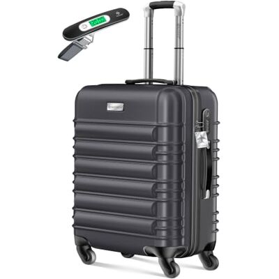KESSER ® Valise de voyage rigide avec pèse-bagage + étiquette de bagage, serrure à combinaison, 4 roulettes, coque rigide en ABS, poignée télescopique, anthracite, Handgepäck 55cm 55L KESSER ® Valise de voyage rigide avec pèse-bagage + étiquette de bagage, serrure à combinaison, 4 roulettes, coque rigide en ABS, poignée télescopique, anthracite, Handgepäck 55cm 55L