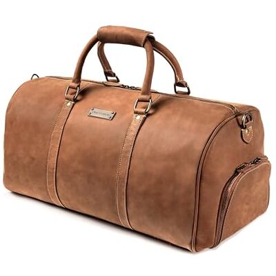 DRAKENSBERG Weekender Finn Sac de voyage en cuir avec compartiment à chaussures pour homme et femme 54 cm, cognac/marron, Medium, 54cm, 40 Liter, Sac de voyage en cuir avec compartiment à chaussures DRAKENSBERG Weekender Finn Sac de voyage en cuir avec compartiment à chaussures pour homme et femme 54 cm, cognac/marron, Medium, 54cm, 40 Liter, Sac de voyage en cuir avec compartiment à chaussures