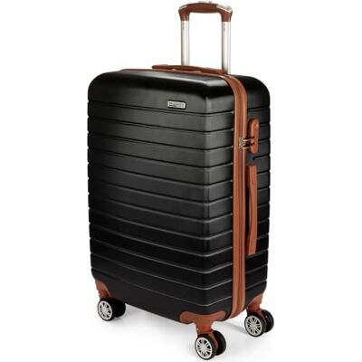BRUBAKER Valise Rigide Paris Trolley de Voyage avec Serrure à Numéro, 4 Roues et Poignées de Confort Valise à Roulettes 43 x 66,5 x 26 cm ABS Valise Dure (L Noir et Marron Clair) BRUBAKER Valise Rigide Paris Trolley de Voyage avec Serrure à Numéro, 4 Roues et Poignées de Confort Valise à Roulettes 43 x 66,5 x 26 cm ABS Valise Dure (L Noir et Marron Clair)