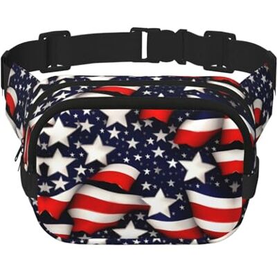 HTTUP Sac banane carré double couche imprimé drapeau américain étoiles rayures sac tendance pour homme et femme usage quotidien, noir, One Size, Noir, Taille unique HTTUP Sac banane carré double couche imprimé drapeau américain étoiles rayures sac tendance pour homme et femme usage quotidien, noir, One Size, Noir, Taille unique