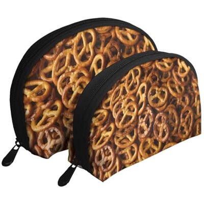 KEDDJI Trousse de maquillage pour femme Motif bretzels Pain Coquillage Petit porte-monnaie Pochette de toilette Trousse de maquillage 2 pièces, comme sur l'image, One Size, Pochette à monnaie KEDDJI Trousse de maquillage pour femme Motif bretzels Pain Coquillage Petit porte-monnaie Pochette de toilette Trousse de maquillage 2 pièces, comme sur l'image, One Size, Pochette à monnaie