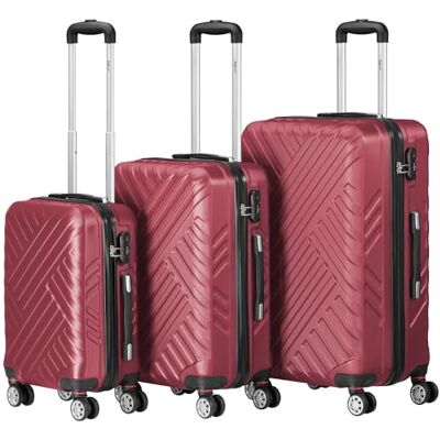 Zelsius Lot de 3 valises, à coque rigide, en ABS, grandes, avec serrure à combinaison, roulettes doubles et cloison intérieure, trolley, bagage à main, rouge Zelsius Lot de 3 valises, à coque rigide, en ABS, grandes, avec serrure à combinaison, roulettes doubles et cloison intérieure, trolley, bagage à main, rouge