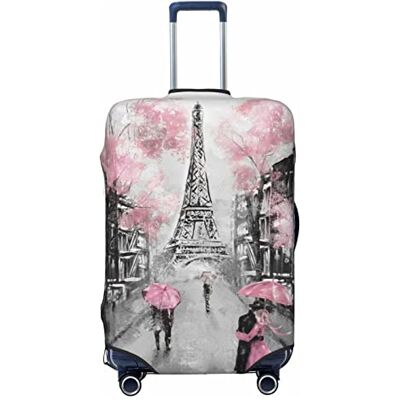 COMAAM Housse de protection élastique pour coffre à bagages de 45,7 à 81,3 cm, Paris Street Tower Rose Floral, X-Large COMAAM Housse de protection élastique pour coffre à bagages de 45,7 à 81,3 cm, Paris Street Tower Rose Floral, X-Large