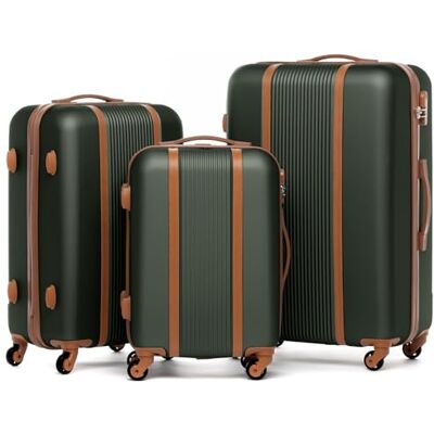 FERGÉ Milano Lot de 3 valises rigides à roulettes Bagages à main 55 cm, L et XL Valises rigides à roulettes 4 roulettes 100 % ABS, kaki, 3er Set, Ensemble de valises FERGÉ Milano Lot de 3 valises rigides à roulettes Bagages à main 55 cm, L et XL Valises rigides à roulettes 4 roulettes 100 % ABS, kaki, 3er Set, Ensemble de valises