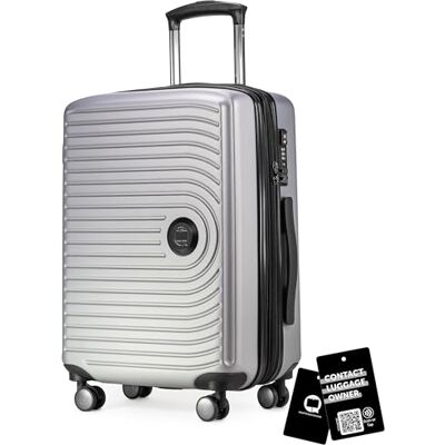 Hauptstadtkoffer Mitte Valise cabine extensible 55 x 40 x 23 cm, bagage cabine avion, serrure TSA, 4 roulettes doubles, valise rigide, trolley, 55 L + étiquette bagage numérique, Argent mat Hauptstadtkoffer Mitte Valise cabine extensible 55 x 40 x 23 cm, bagage cabine avion, serrure TSA, 4 roulettes doubles, valise rigide, trolley, 55 L + étiquette bagage numérique, Argent mat