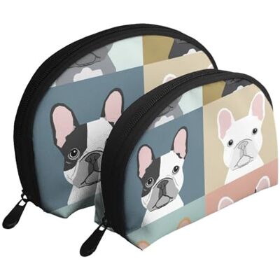 KEDDJI Lot de 2 trousses de maquillage pour femme avec imprimé bouledogue français Petit porte-monnaie Trousse de toilette, comme sur l'image, One Size, Pochette à monnaie KEDDJI Lot de 2 trousses de maquillage pour femme avec imprimé bouledogue français Petit porte-monnaie Trousse de toilette, comme sur l'image, One Size, Pochette à monnaie