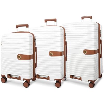 House Of Leather Valise rigide à quatre roues Durban, blanc, Ensemble complet de 3 tailles, Bagage rigide extensible avec roulettes pivotantes House Of Leather Valise rigide à quatre roues Durban, blanc, Ensemble complet de 3 tailles, Bagage rigide extensible avec roulettes pivotantes