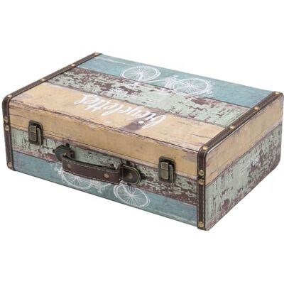 HMF VKO106 Valise en Bois Vintage 38 x 26 x 13 cm Grand Bicyclette comme Décoration HMF VKO106 Valise en Bois Vintage 38 x 26 x 13 cm Grand Bicyclette comme Décoration