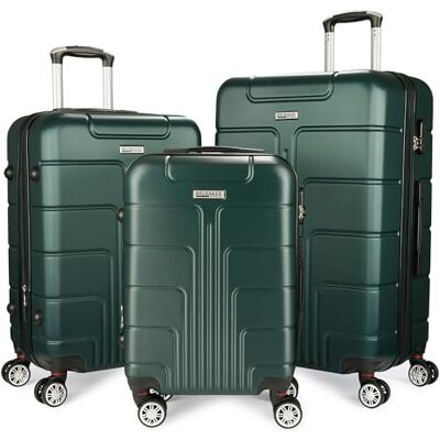 BRUBAKER Set de Valises Rigides Miami Valises Extensibles avec Serrure à Numéro, 4 Roues et Poignées 3 Pièces Incluant un Bagage à Main Valise à Roulettes en ABS (M, L, XL Vert Foncé) BRUBAKER Set de Valises Rigides Miami Valises Extensibles avec Serrure à Numéro, 4 Roues et Poignées 3 Pièces Incluant un Bagage à Main Valise à Roulettes en ABS (M, L, XL Vert Foncé)